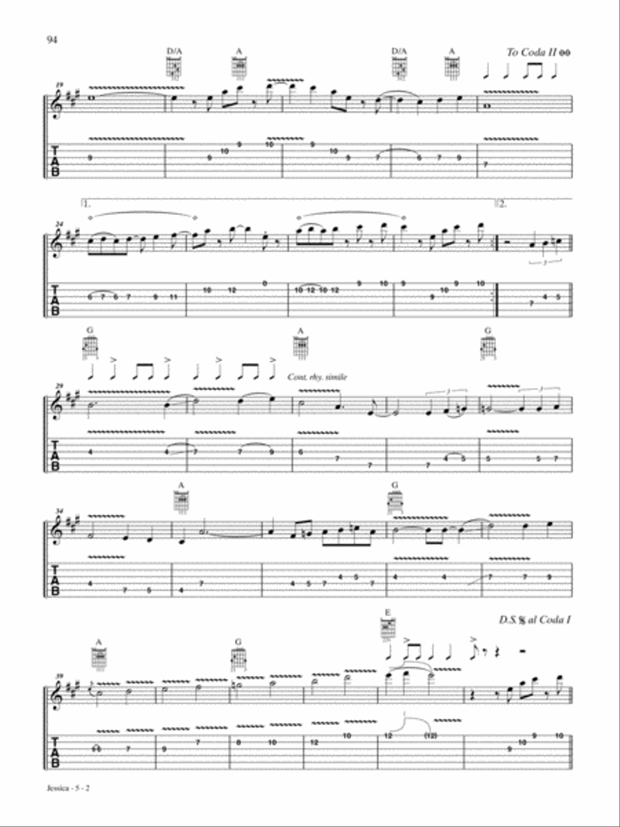 Jessica Guitar Tablature scores gallery preview page 2