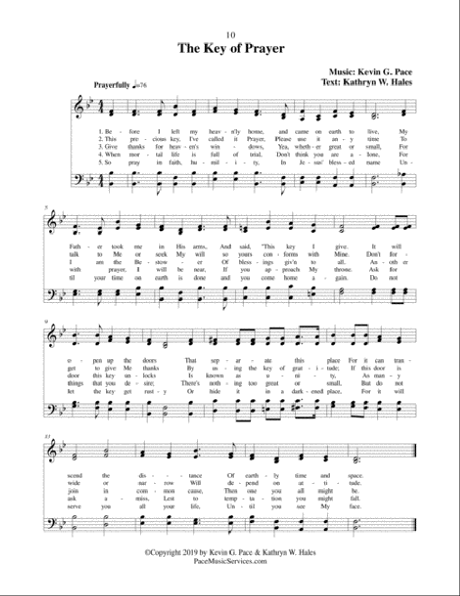 The Key of Prayer - an original hymn 4-Part scores gallery preview page 1