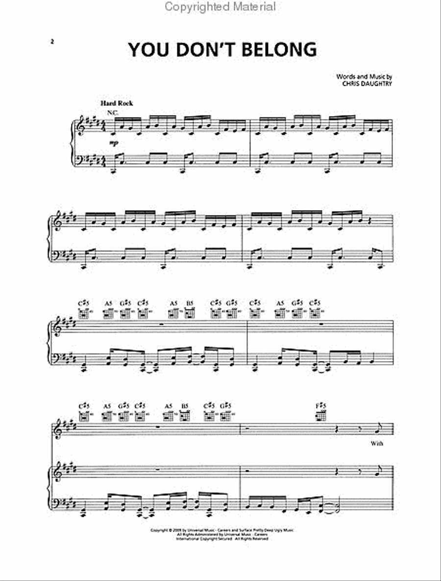 Daughtry - Leave This Town Piano, Vocal, Guitar scores gallery preview page 2
