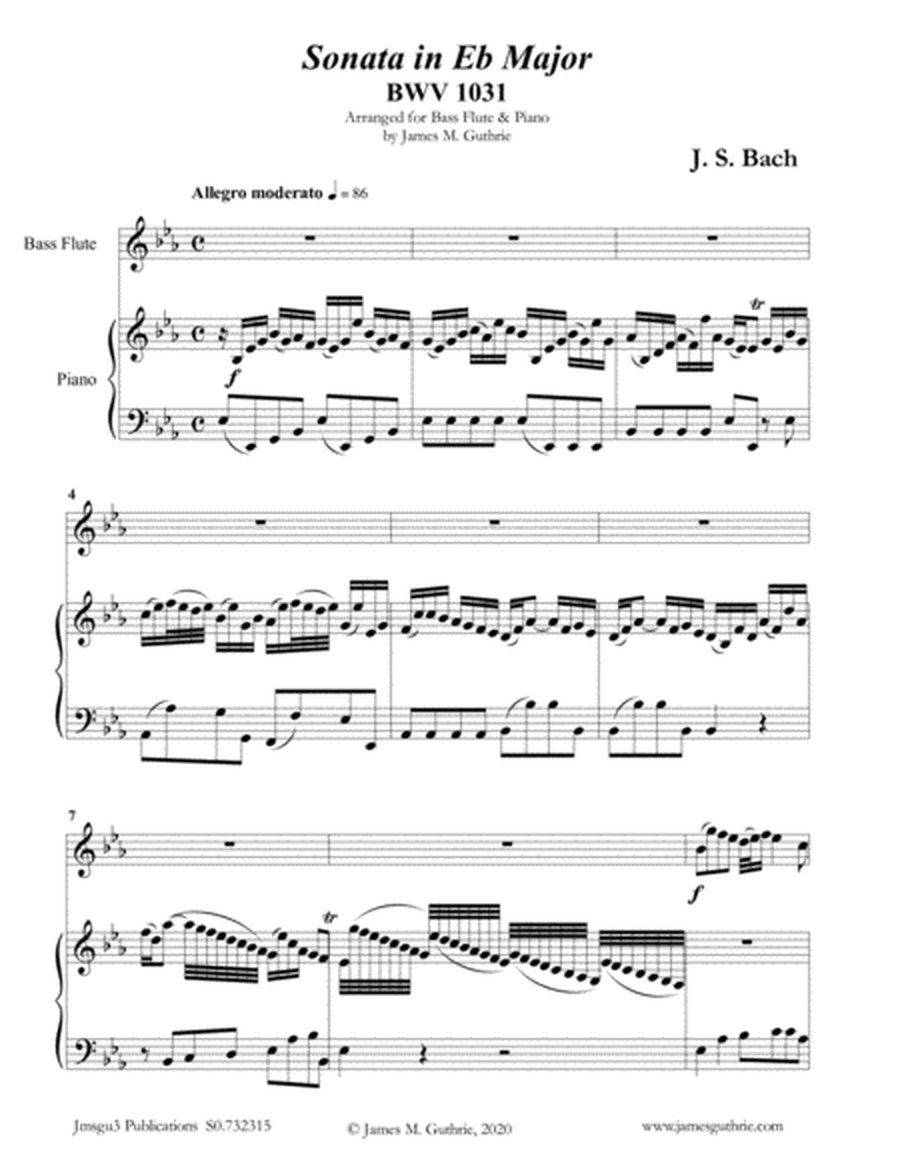 BACH: Sonata in Eb BWV 1031 for Bass Flute & Piano image number null