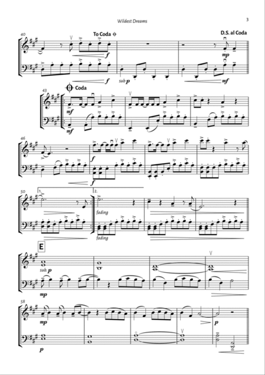 Wildest Dreams String Duet scores gallery preview page 3