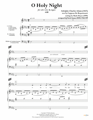 O Holy Night [soprano voice & organ] (set of parts)