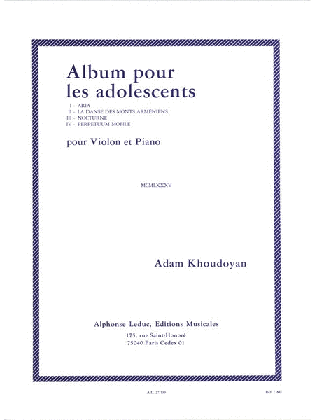 Album Pour Les Adolescents (violin and Piano)