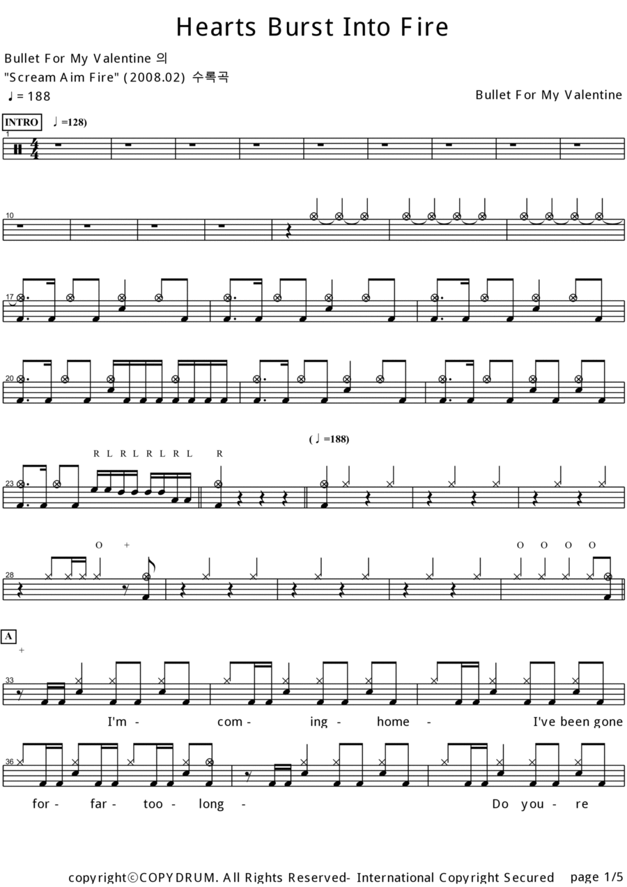 Hearts Burst Into Fire Drum Set scores gallery preview page 1