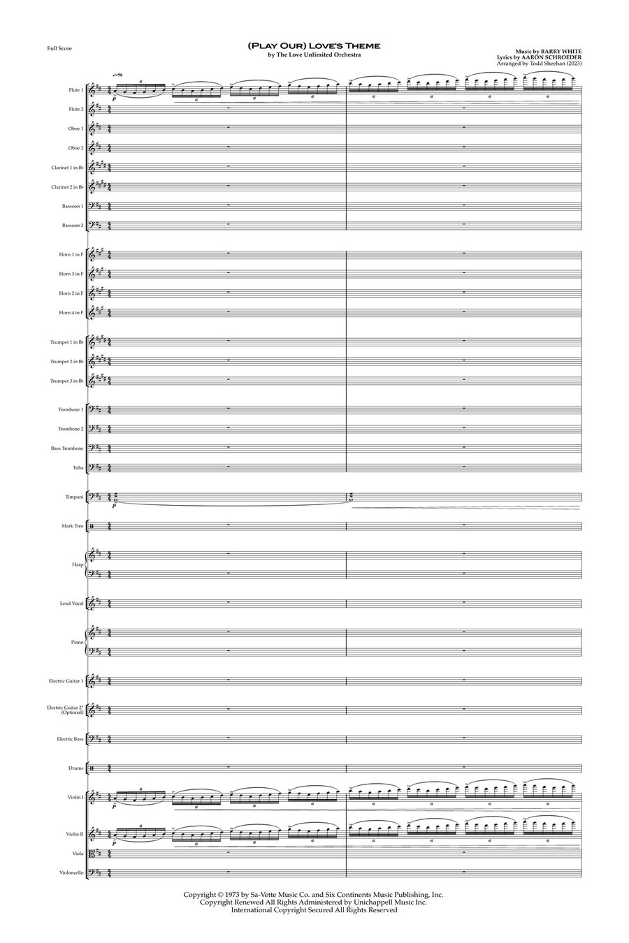 Play Our Love's Theme Full Orchestra scores gallery preview page 1
