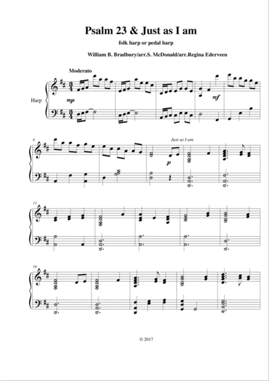 Psalm 23 & Just as I am - lever/pedal harp solo Pedal Harp scores gallery preview page 1