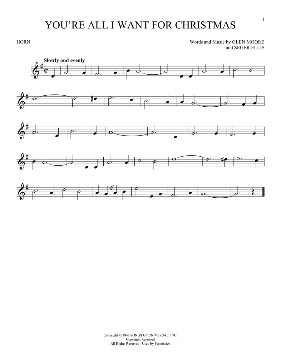 You're All I Want For Christmas Horn Solo scores gallery preview page 1
