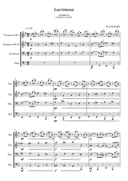 Mozart - Lacrimosa for Brass Quartet image number null