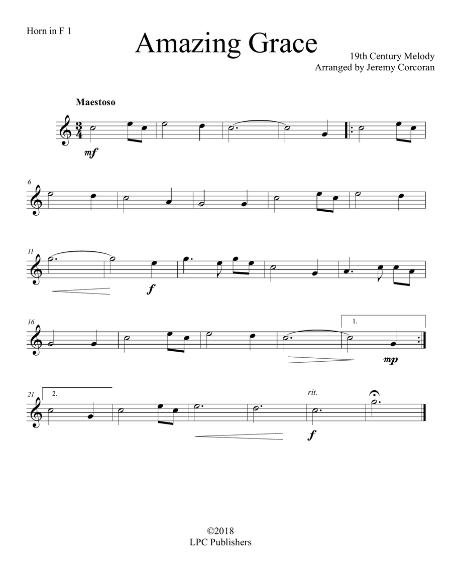 Amazing grace french horn hotsell