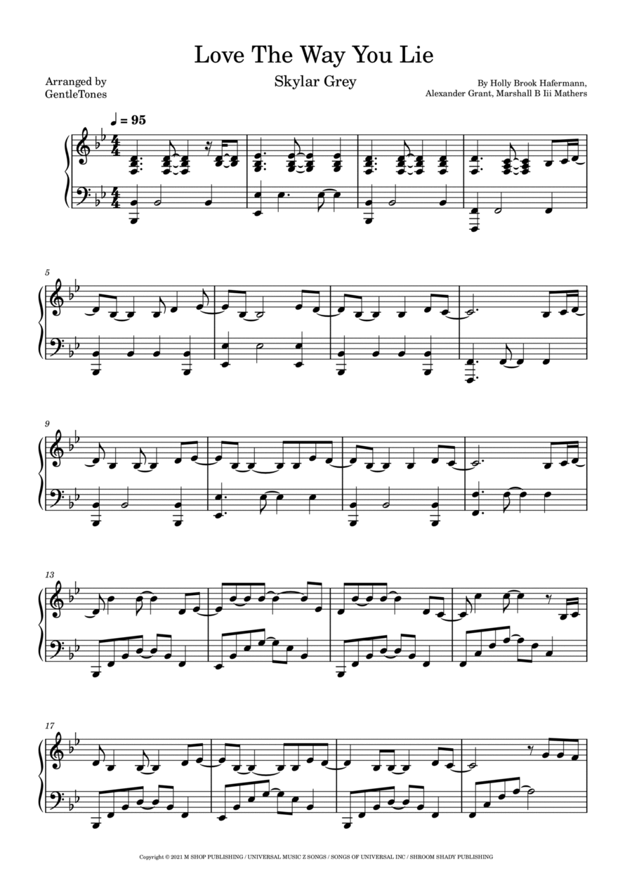 Love The Way You Lie, Pt. Iii (demo) Piano Solo scores gallery preview page 1