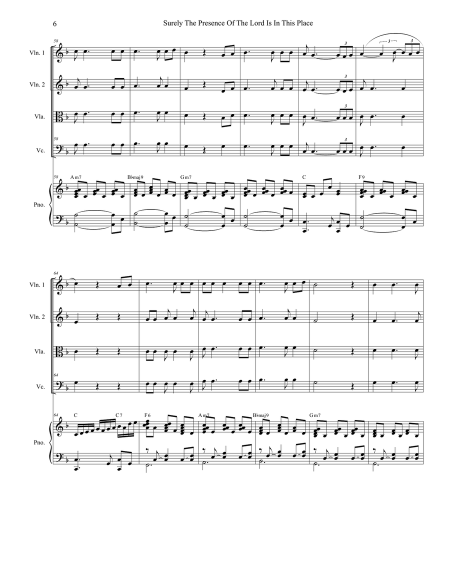 Surely The Presence Of The Lord Is In This Place String Quartet scores gallery preview page 6