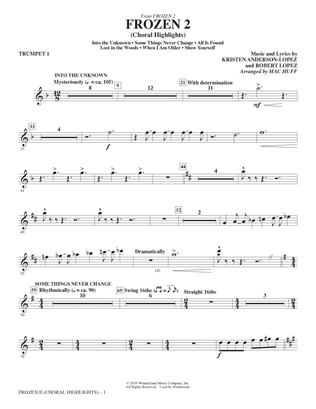 Book cover for Frozen 2 (Choral Highlights) (arr. Mac Huff) - Trumpet 1
