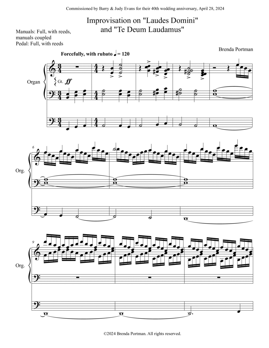 Book cover for Improvisation on "Laudes Domini" and "Te Deum Laudamus"