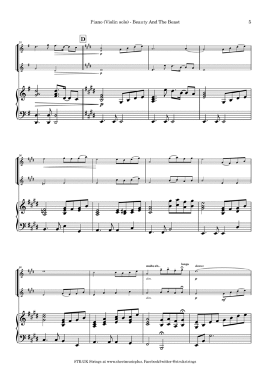Beauty And The Beast Violin Solo scores gallery preview page 6