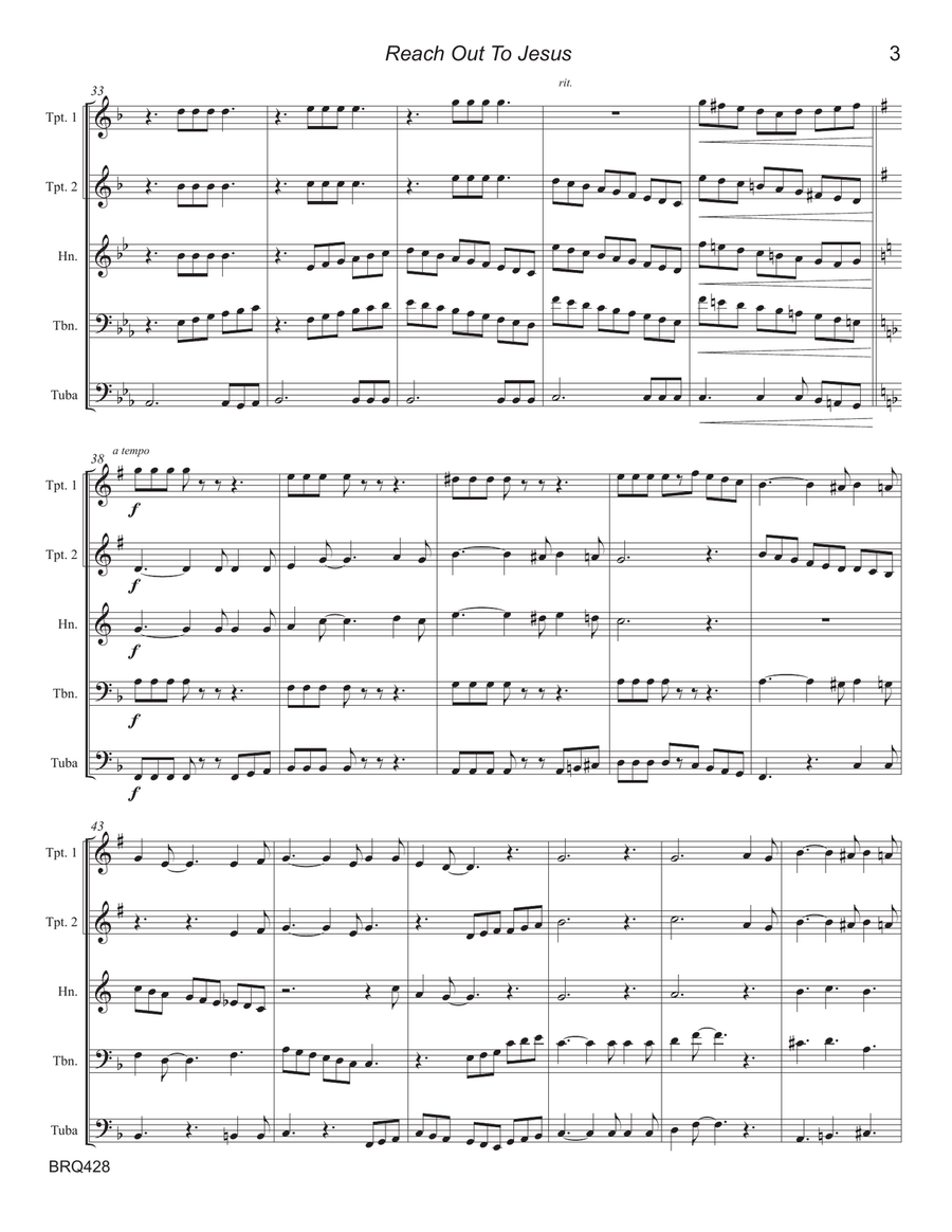 Reach Out To Jesus Brass Ensemble scores gallery preview page 3