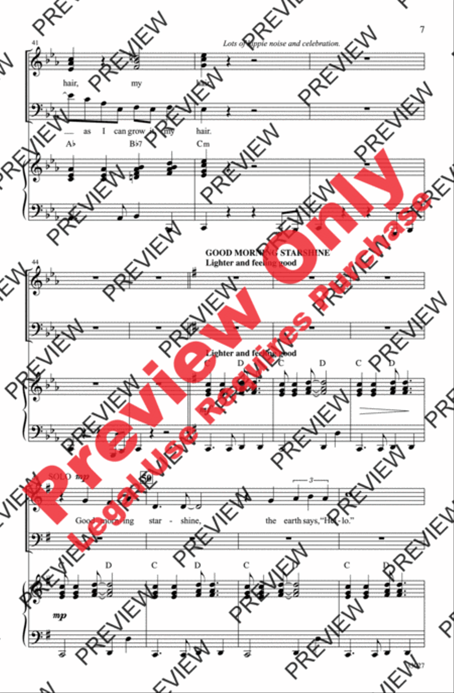 Hair: A Choral Medley 3-Part scores gallery preview page 7