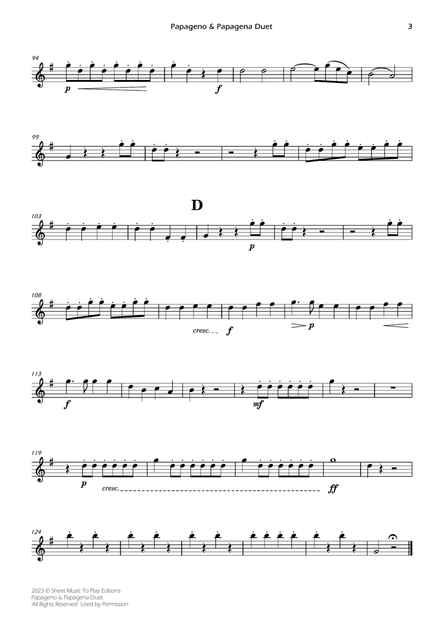 Papageno and Papagena Duet - Woodwind Quartet (Individual Parts) Woodwind Quartet scores gallery preview page 6