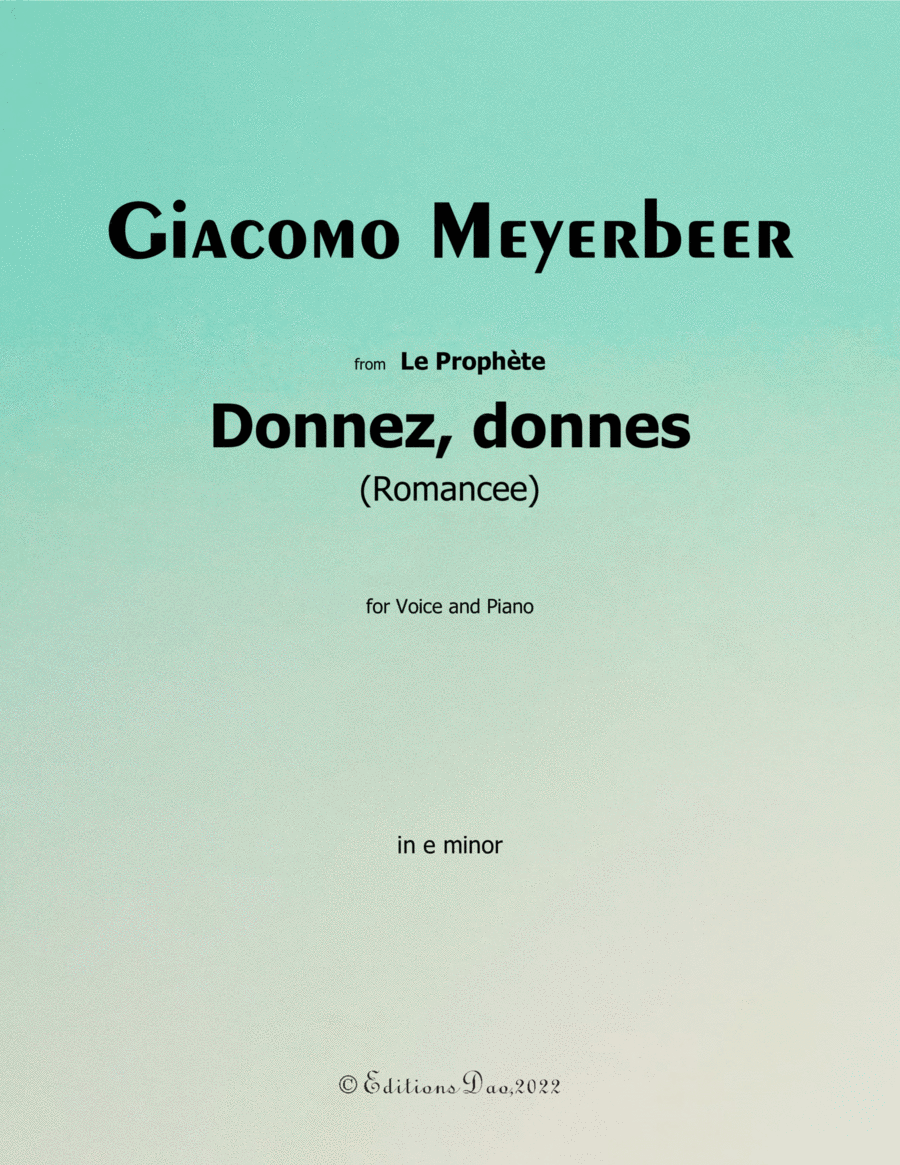 Donnez, donnes, by Meyerbeer, in e minor Voice scores gallery preview page 1