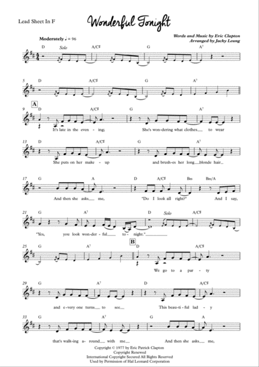 Wonderful Tonight Horn Solo scores gallery preview page 2