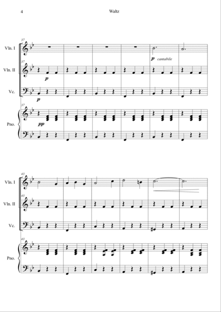 Waltz from Sleeping Beauty Piano Quartet scores gallery preview page 4