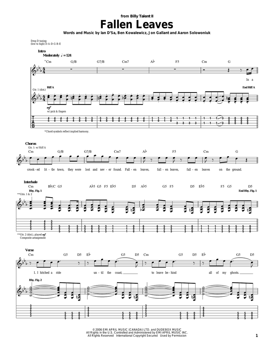 Fallen Leaves Acoustic Guitar scores gallery preview page 1