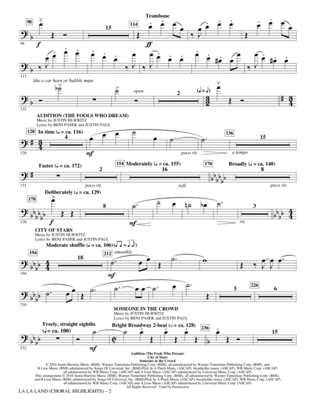 La La Land: Choral Highlights (arr. Mark Brymer) - Trombone