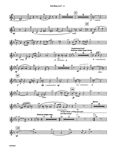 Duke Ellington! (Medley for Concert Band): 3rd F Horn