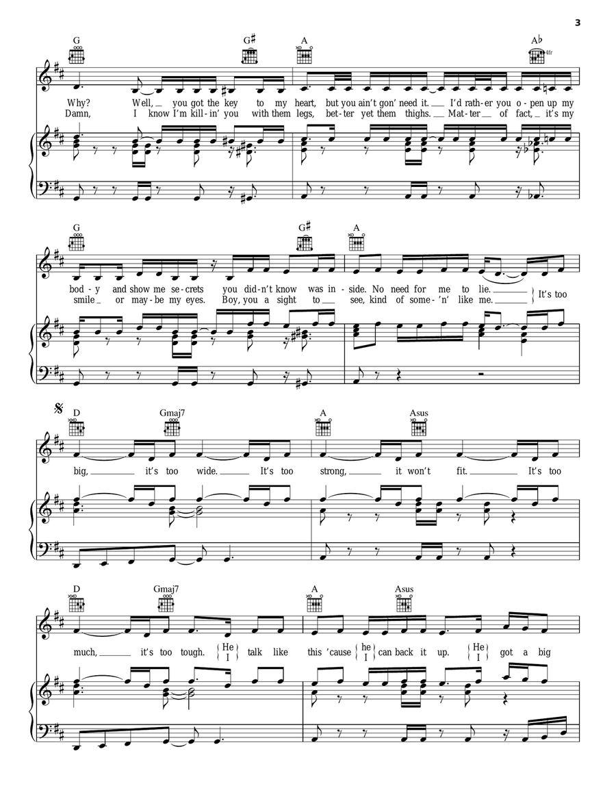 Ego Piano, Vocal, Guitar scores gallery preview page 3