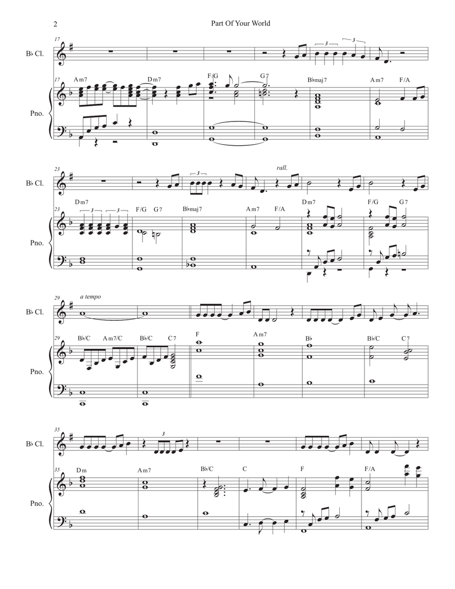 Part Of Your World Clarinet Solo scores gallery preview page 2