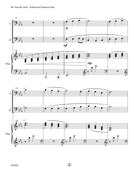 BE THOU MY VISION - TROMBONE/EUPHONIUM DUET with Piano Accompaniment image number null