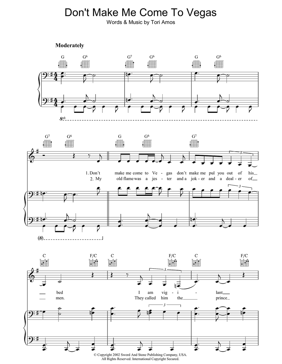 Don't Make Me Come To Vegas Piano, Vocal, Guitar scores gallery preview page 1