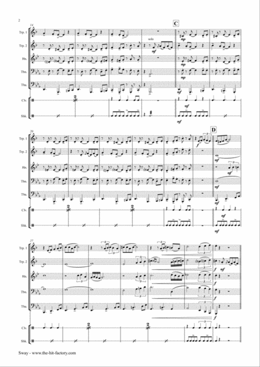 Sway (Quien Sera) Euphonium scores gallery preview page 2