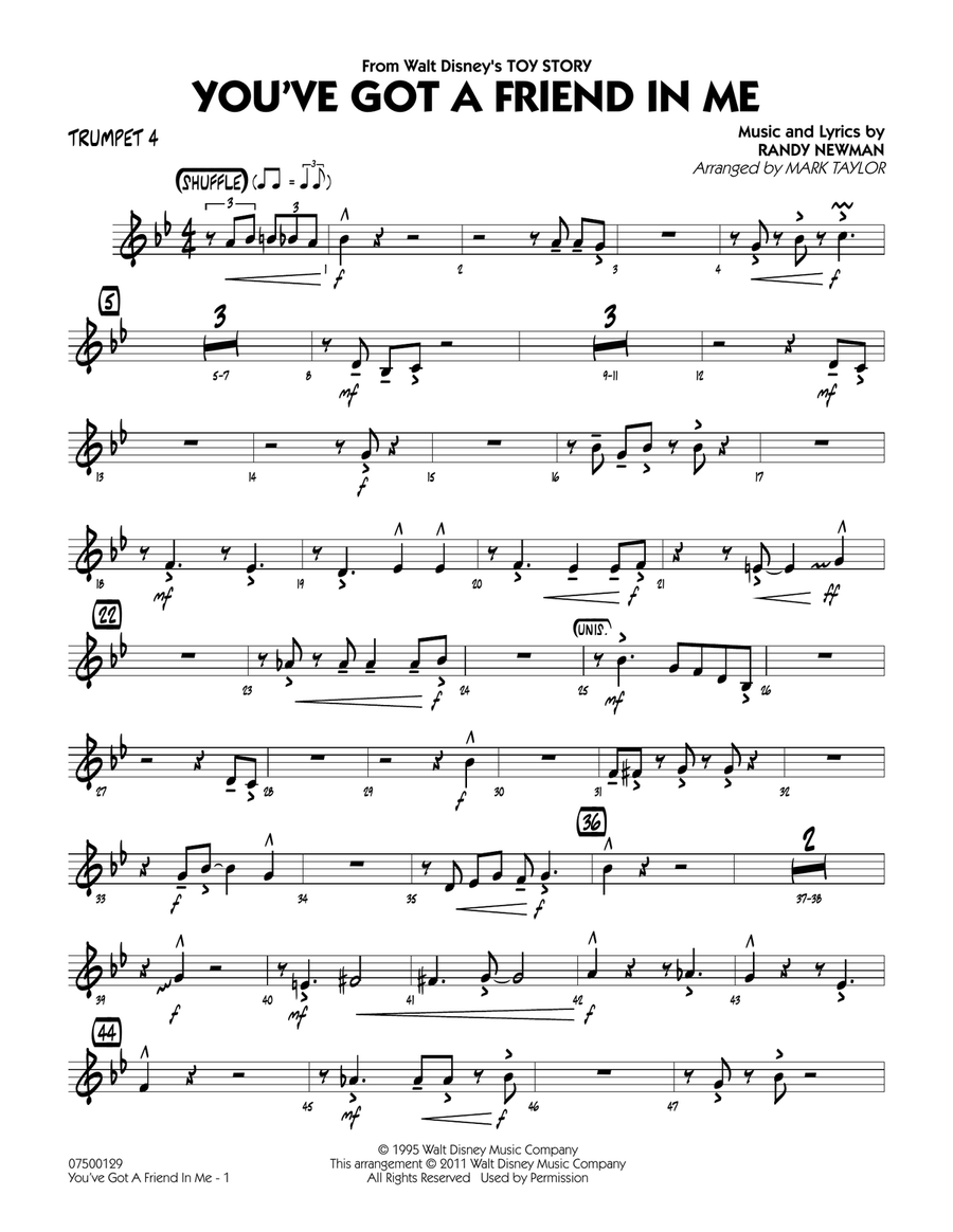 You've Got A Friend In Me (from Toy Story) (arr. Mark Taylor) - Trumpet 4 Jazz Ensemble scores gallery preview page 1
