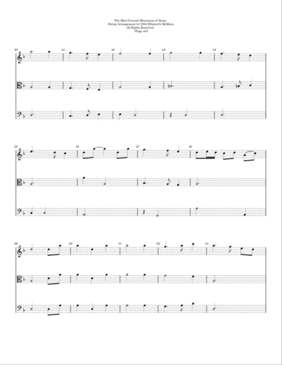 Mist-Covered Mountains of Home For Classical String Trio (Violin, Viola, and Cello) String Quartet scores gallery preview page 5