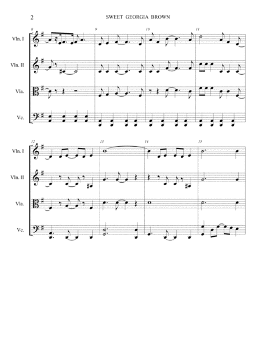 Sweet Georgia Brown (string quartet version) String Quartet scores gallery preview page 2