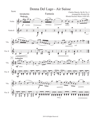 Donna del Lago - Air Suisse (For 2 violins) Op. 86. No. 4