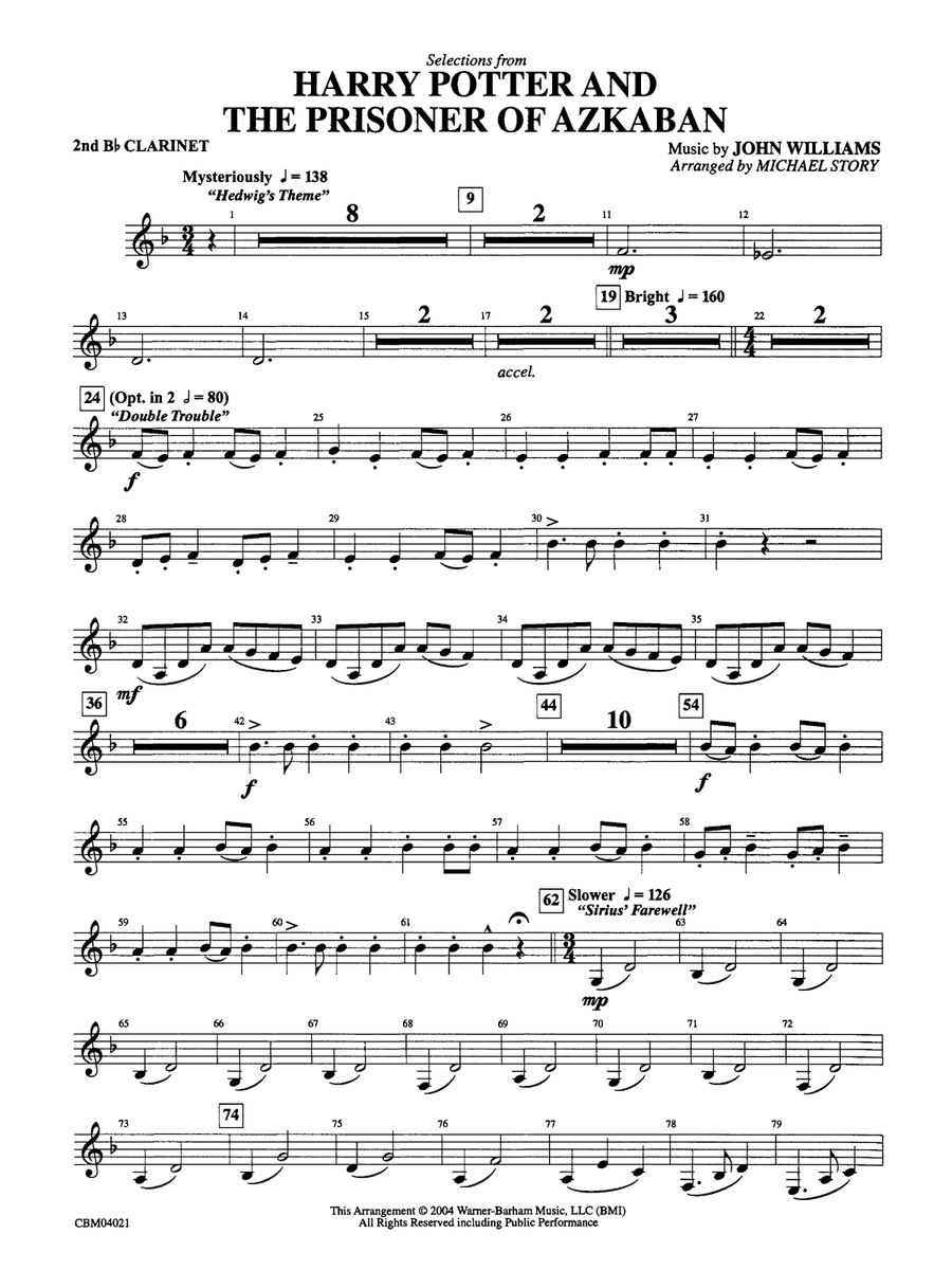 Harry Potter and the Prisoner of Azkaban, Selections from: 2nd B-flat Clarinet