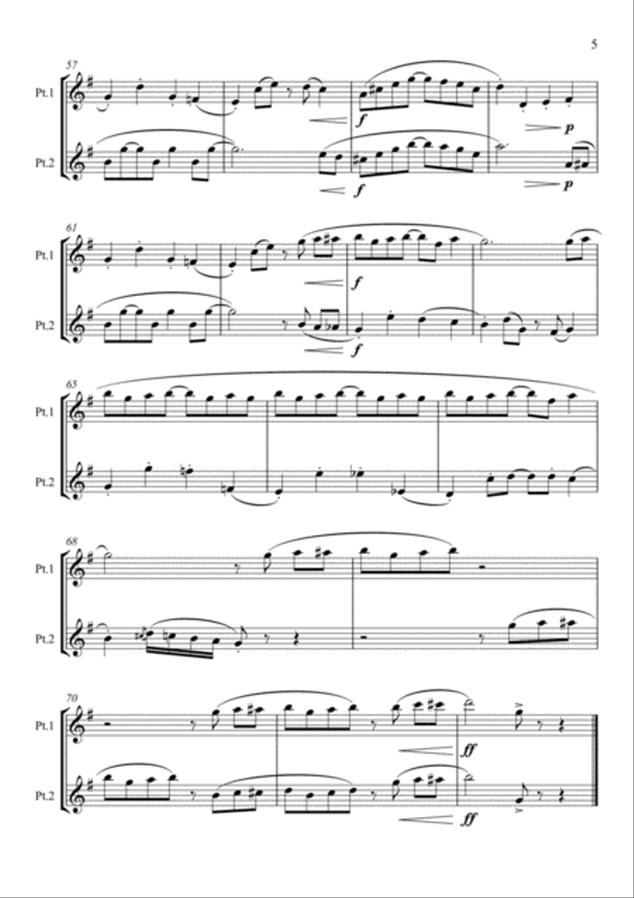 The Entertainer (Flute, Oboe or Saxophone Duet) Woodwind Duet scores gallery preview page 5