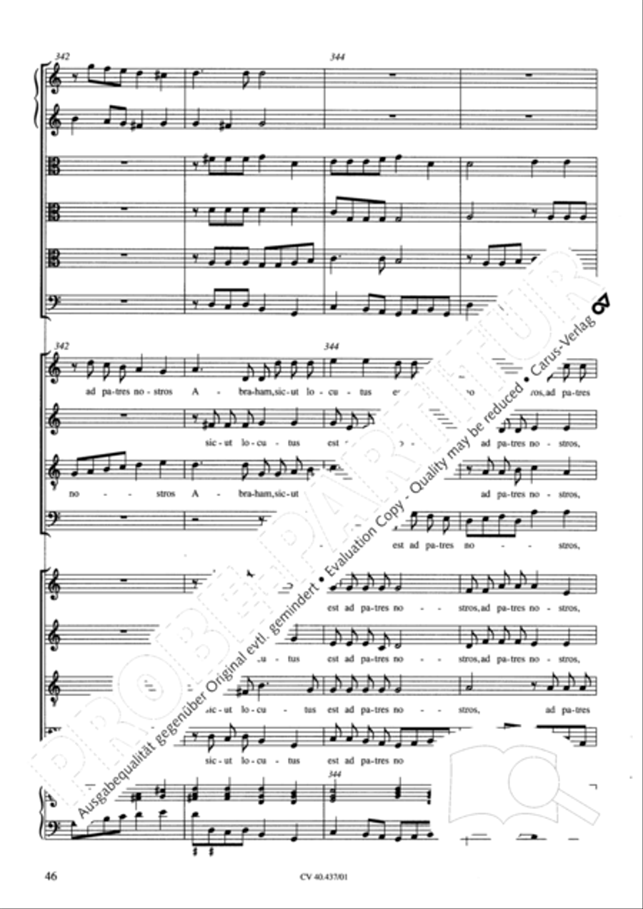 Magnificat a 8 voci con 6 vel 10 istromenti 4-Part scores gallery preview page 42