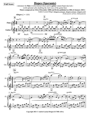 Hopes (Speranțe) - miniature for flute (violin/clarinet/oboe) and/or guitar (/piano/harp) duo/solo