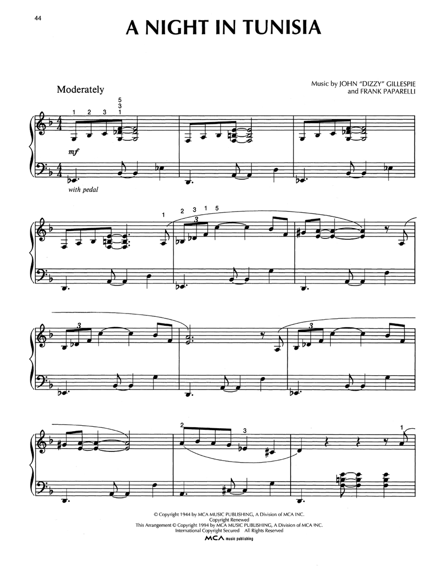 A Night In Tunisia (arr. Bill Boyd) Piano Solo scores gallery preview page 1