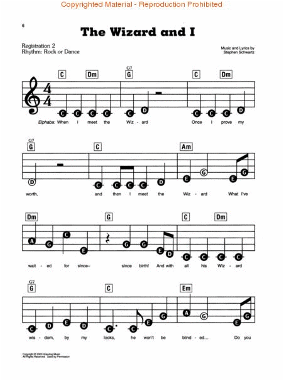Wicked – A New Musical Electronic Keyboard scores gallery preview page 3
