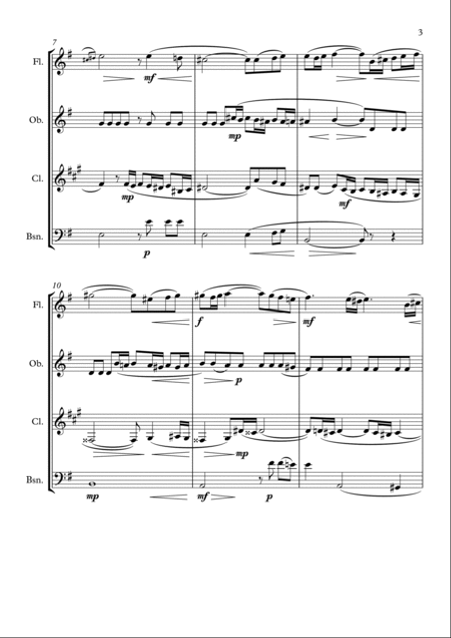 Vocalise Woodwind Quartet scores gallery preview page 3