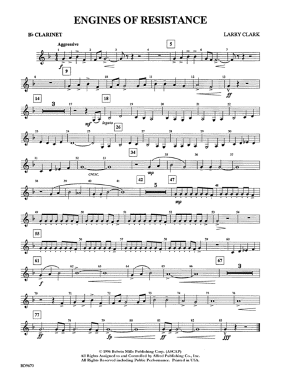 Engines of Resistance: 1st B-flat Clarinet Concert Band scores gallery preview page 1