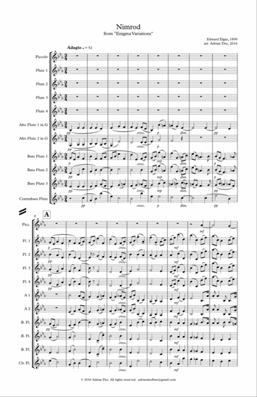 Nimrod, from Enigma Variations Flute Choir scores gallery preview page 3
