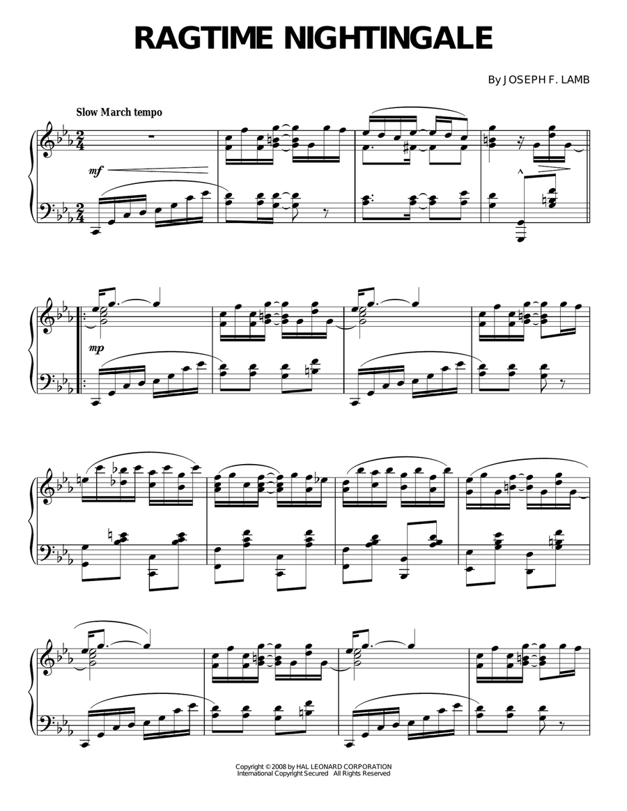 Ragtime Nightingale Ragtime Nightingale Piano Solo scores gallery preview page 1