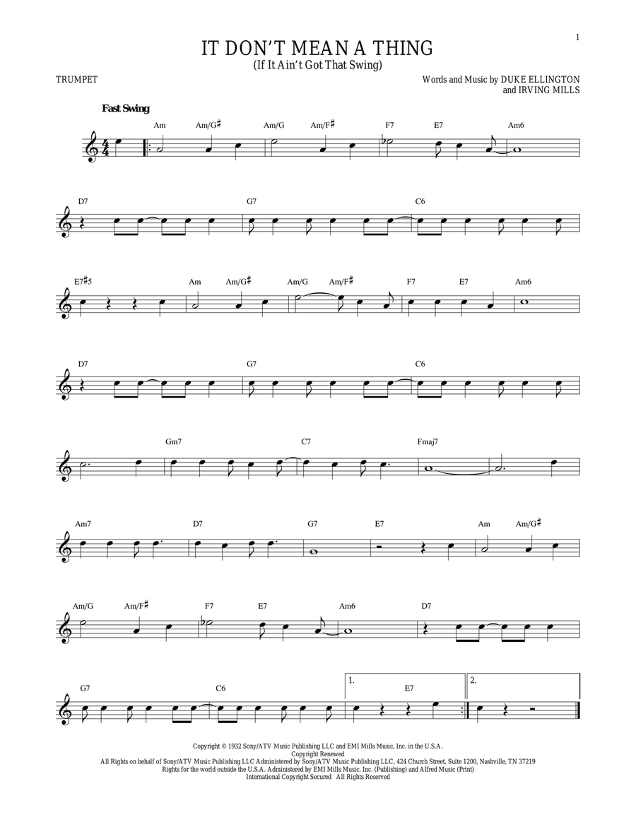 It Don't Mean A Thing (If It Ain't Got That Swing) Trumpet Solo scores gallery preview page 1