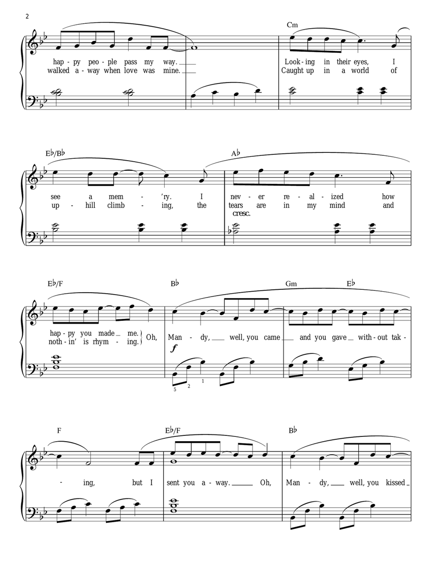 Mandy (arr. Phillip Keveren) Piano Solo scores gallery preview page 2