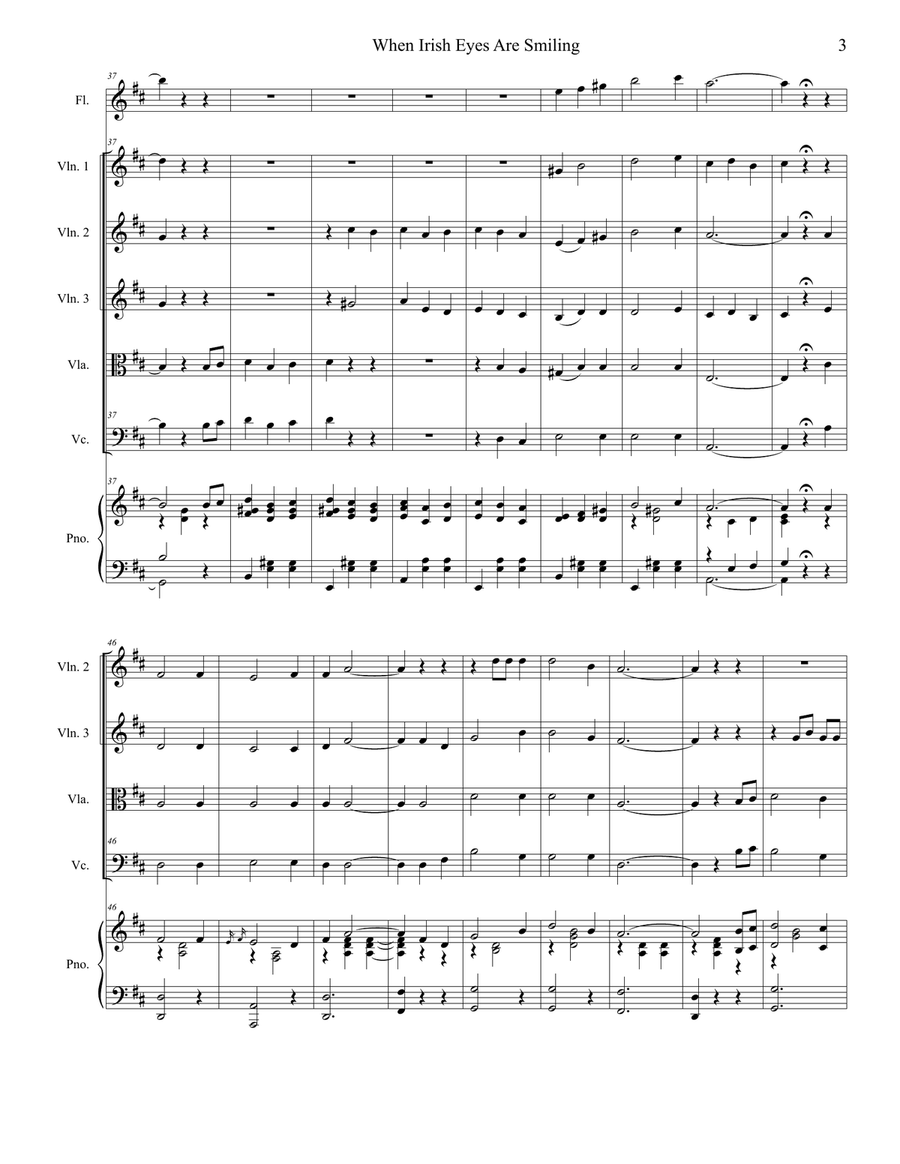 When Irish Eyes Are Smiling (for String Quartet and Piano) String Quartet scores gallery preview page 3