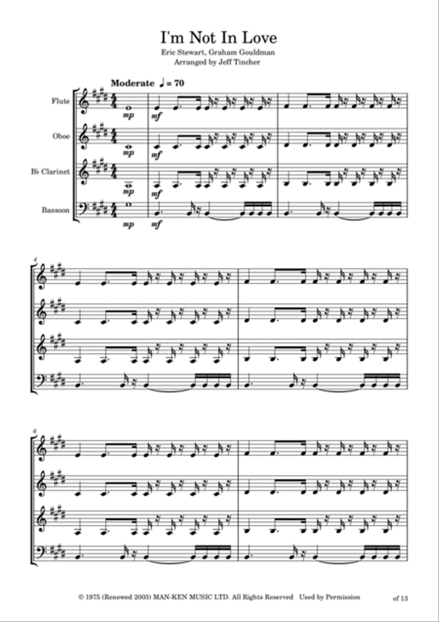 I'm Not In Love Woodwind Quartet scores gallery preview page 2
